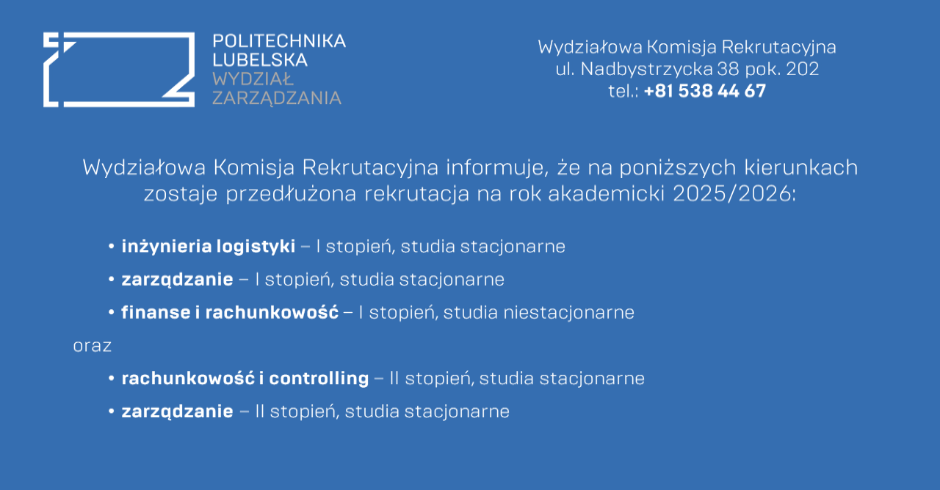 Przedłużenie rekrutacji na Wydziale Zarządzania!